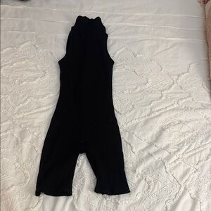 Fashion Nova Black Sleeveless Ribbed Bodysuit Jumpsuit